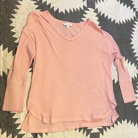 Light Pink Waffle Knit Blouse - Picture 1 of 4